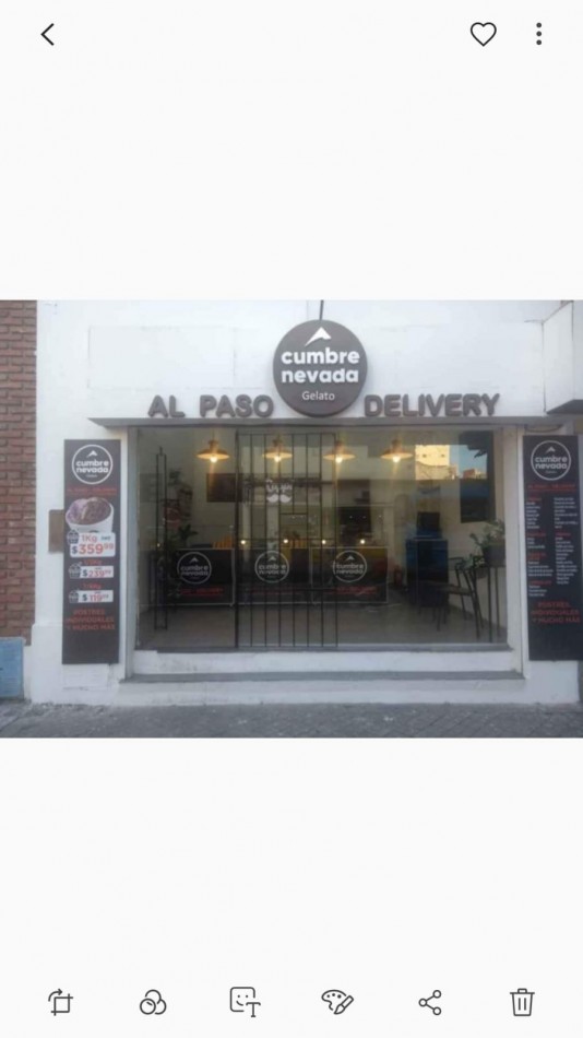 Reconocida Franquicia Cumbre Nevada. Heladeria-Cafeteria, en zona Terminal Mariano Moreno